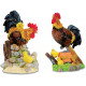 Lot de 2 figurines Coq avec poussins