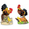 Lot de 2 figurines Coq avec poussins