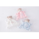 Doudou plat peluche Ourson - bleu rose ou blanc