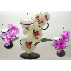 Orchidées fleurs artificielles sur bougeoir