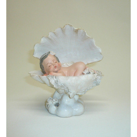 Figurine Ange endormi dans Coquillage - 15 cm