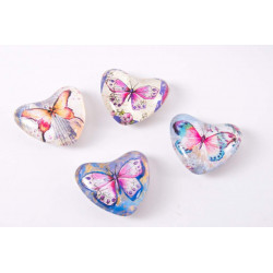 Lot de 4 Aimants - Magnets Papillon forme Coeur