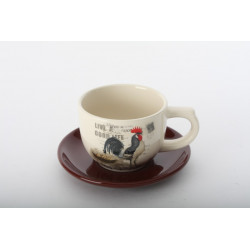 Lot de 2 Tasses + soucoupes Coq en céramique