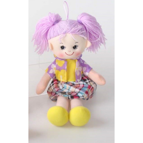 Poupée en tissu avec couettes - 30 cm - Rose ou Violette