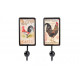 Lot de 2 patère Porte Manteaux muraux Coq