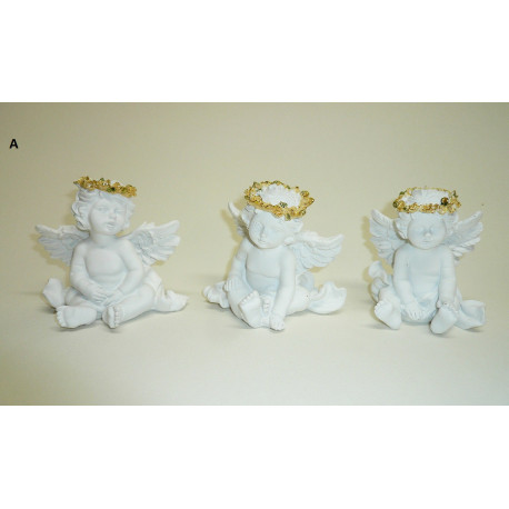 Lot de 3 figurines Ange assis - 9 cm