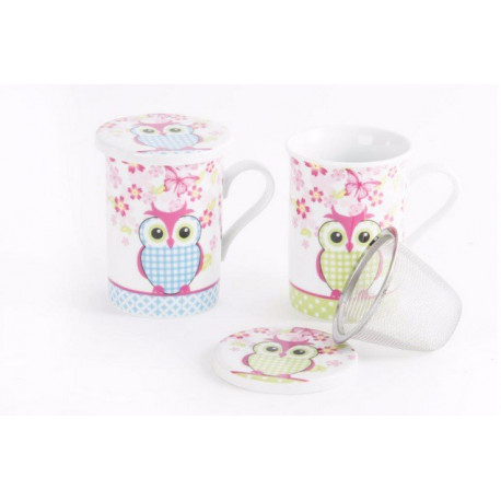 Mug à infusion 320 ml Hibou avec couvercle et filtre inox