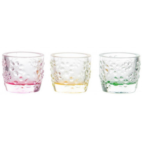 Lot de 3 Verres relief avec fond coloré