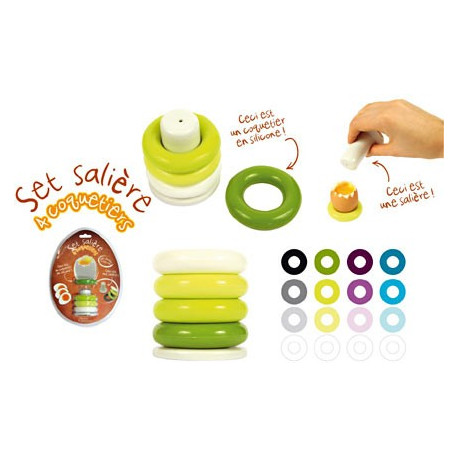 Set de 4 coquetiers en silicone + 1 salière