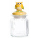 Bocal verre avec couvercle figurine Hibou porcelaine - H. 15 cm