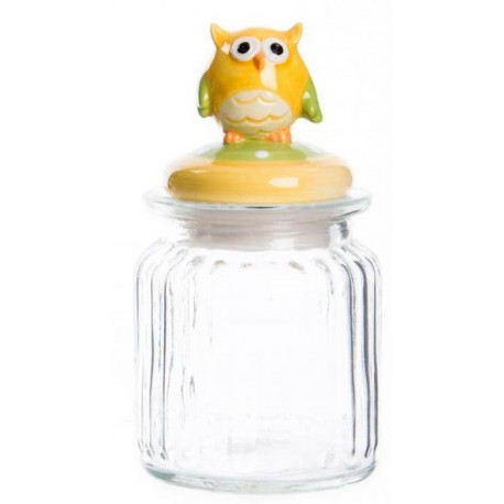 Boîte à bonbons - biscuits Hibou en verre