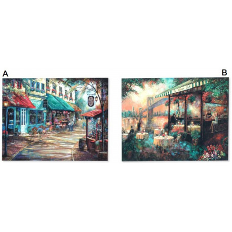 Cadre toile Ville Rue ou Terrasse café - 45 x 35 cm