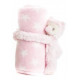 Couverture + peluche Animaux - jaune bleue rose ou verte