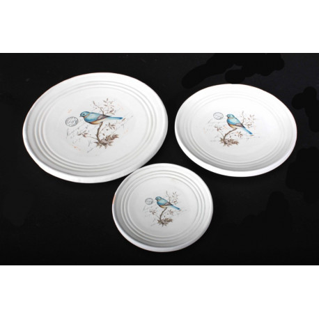 Set de 3 Plateaux céramique décor Oiseau