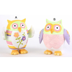 Tirelire figurine Hibou fleur - 15 cm