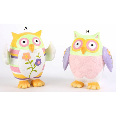 Tirelire figurine Hibou fleur - 15 cm