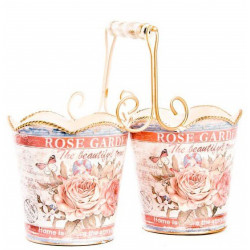 Support Pots de fleurs en métal décor Roses