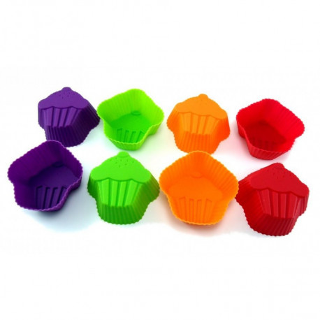 Set de 8 Moules en silicone Cupcake 4 couleurs