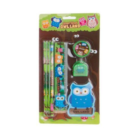 Set papeterie Hibou 8 pièces