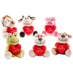 Peluche Animaux avec coeur - 14 cm