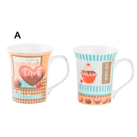 Lot de 2 Mugs en porcelaine Cupcake