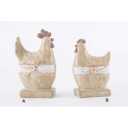 Statuette Poule bouton - 21 cm