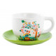 Lot de 2 Tasses 200 ml + soucoupes Hibou en céramique