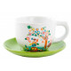 Lot de 2 Tasses + soucoupes Hibou en céramique