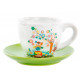 Lot de 2 Tasses + soucoupes Hibou en céramique