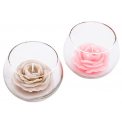 Lot de 2 Bougies Rose dans verre