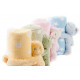 Couverture + peluche Animaux - jaune bleue rose ou verte