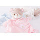 Doudou plat peluche Ourson - bleu rose ou blanc