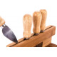 Planche à découper +  4 Couteaux à fromage en bambou