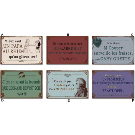 Plaque métal Proverbe - humour