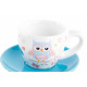 Lot de 2 Tasses + soucoupes Hibou en céramique