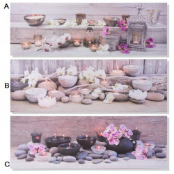 Tableau toile zen Bougies et Orchidées - 90 x 30 cm
