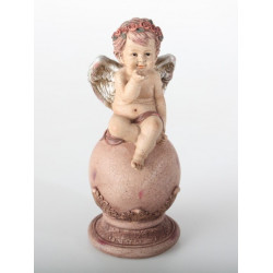 Statuette Ange assis sur boule - 25 cm