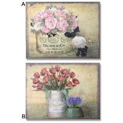 Tableau lin Bouquet de fleurs - 45 x 35 cm