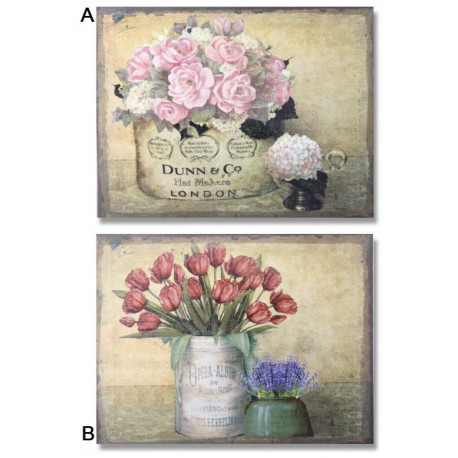 Tableau lin Bouquet de fleurs - 45 x 35 cm