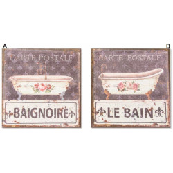 Tableau toile lin Baignoire rétro - 38 x 38 cm