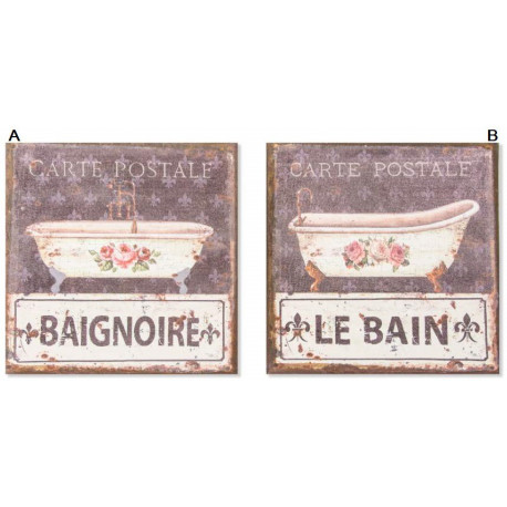 Tableau toile lin Baignoire rétro - 38 x 38 cm