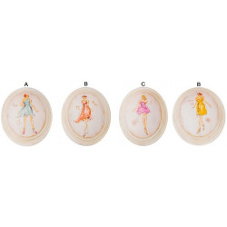 Tableau ovale Femme mode - 37 x 32 cm