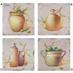 Tableau toile Olives et vase - Provence