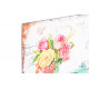 Tableau métal Objet vintage et fleurs - 45 x 35 cm