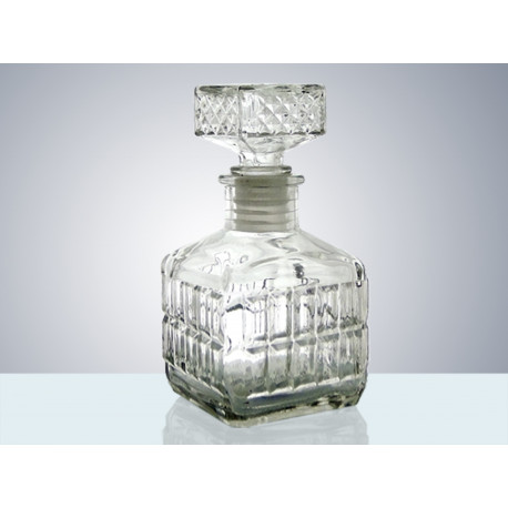 Bouteille à liqueur carrée en verre - 15,5 cm