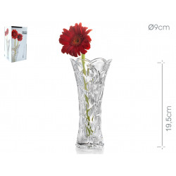 Vase en verre ciselé décor roses - 19,5 cm