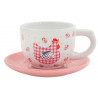 Lot de 2 Tasses 200 ml + soucoupes Poule en céramique