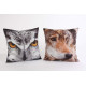 Coussin déco Animaux - Hibou ou Loup - 50 x 50 cm