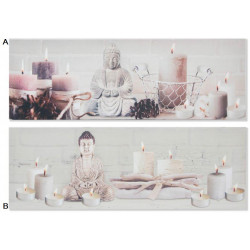Tableau toile zen Bouddha et bougies - 90 x 30 cm