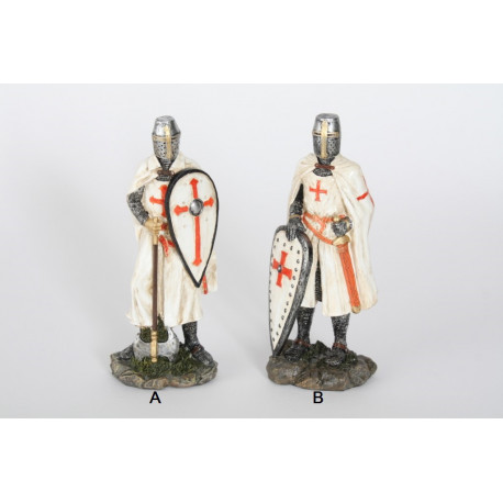 Figurine Chevalier Templier épée et bouclier - 21 cm